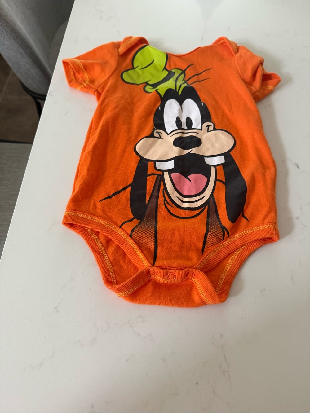 Disney Orange Goofy Graphic Baby Bodysuit